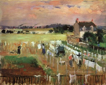  ropa Lienzo - Tendiendo la ropa para secar Berthe Morisot